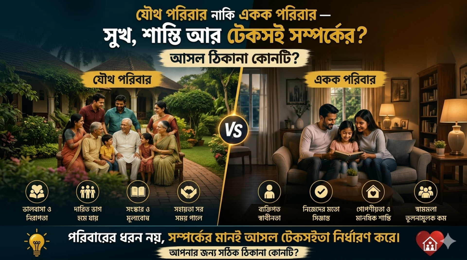 যৌথ নাকি একক পরিবার?  সুখ,শান্তি আর টেকসই সম্পর্কের আসল ঠিকানা কোনটি?