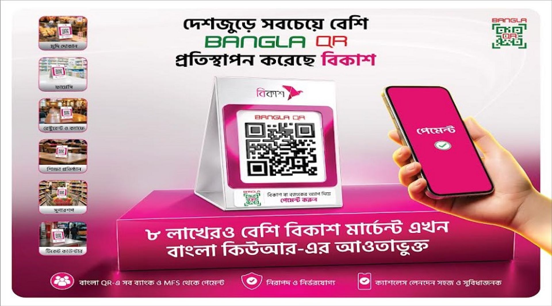 দেশে সর্বোচ্চ ৮ লাখ বাংলা কিউআর প্রতিস্থাপন করেছে বিকাশ