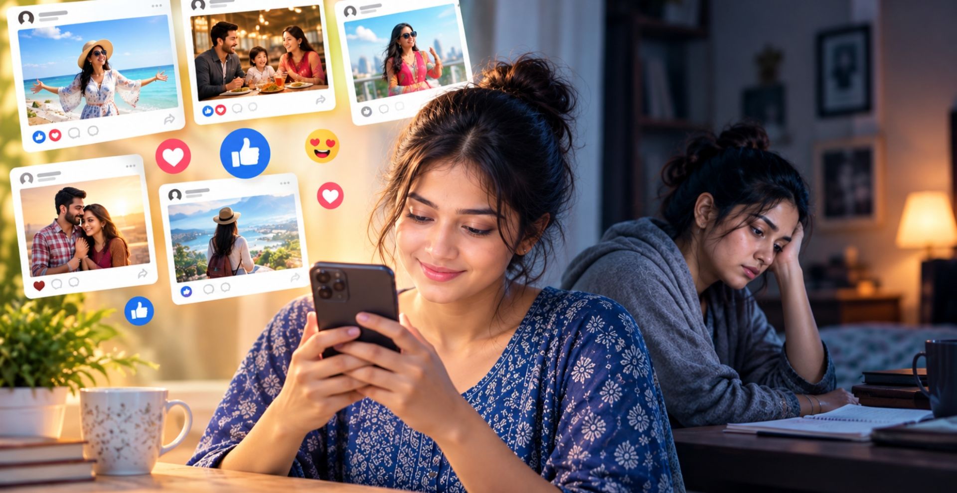 ফেসবুকে সুখী, বাস্তবে ক্লান্ত